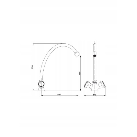 Standard bateria zlewozmywakowa stojąca Hydroland chrom dwuuchwytowa pokręt
