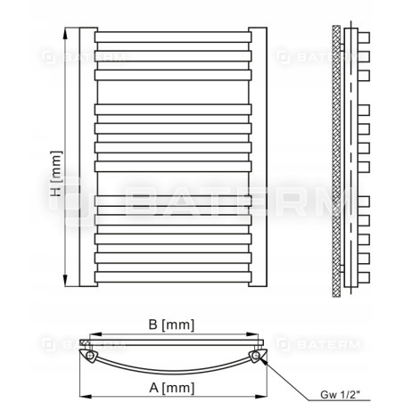 Grzejnik Łazienkowy GR2 750 x 470 mm 367 W BIAŁY