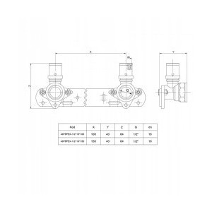LISTWA Z KOLANAMI POD MONTAŻ BATERII 1/2 x 1/2 150