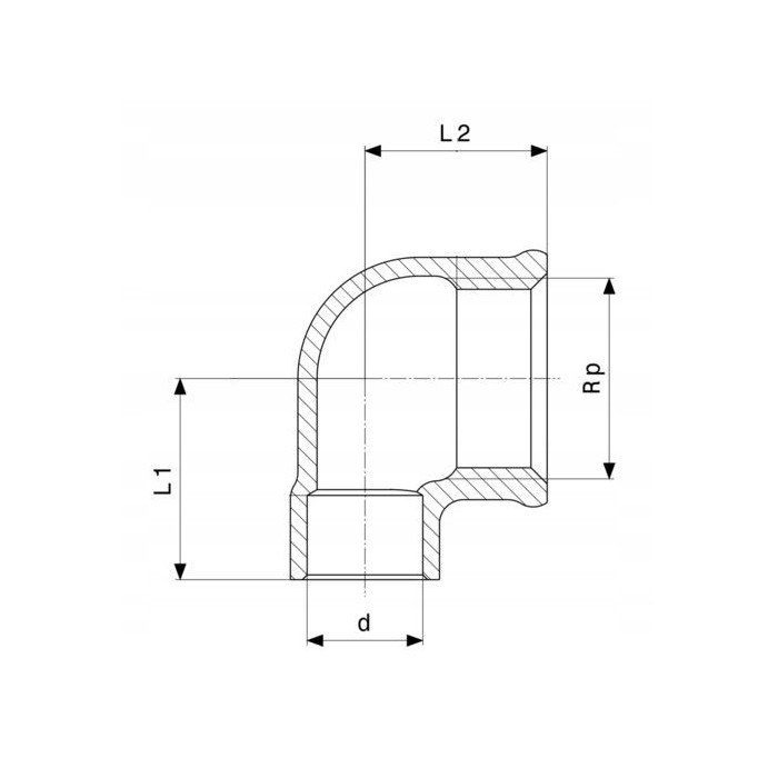 Kolano do lutowania miedź fi 18 x1/2 cala GW VIEGA