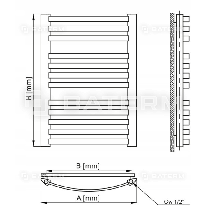 Grzejnik Łazienkowy GR2 1550 x 570 mm 820 W BIAŁY