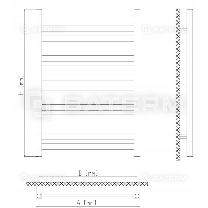 Grzejnik Łazienkowy 530 x 950 mm 430W 16 żeberek