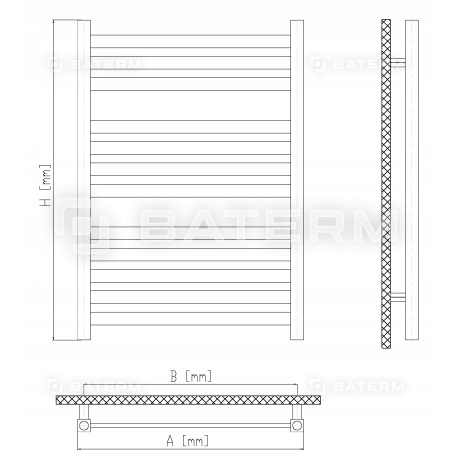 Grzejnik Łazienkowy 530 x 950 mm 430W 16 żeberek