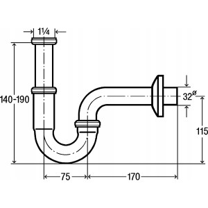 SYFON PÓŁSYFON UMYWALKOWY BIDET VIEGA CHROM 305611