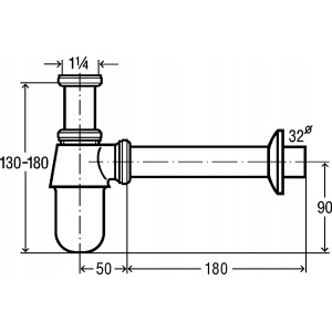 SYFON PÓŁSYFON UMYWALKOWY VIEGA CHROM 100674