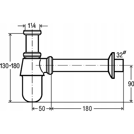 SYFON PÓŁSYFON UMYWALKOWY VIEGA CHROM 100674