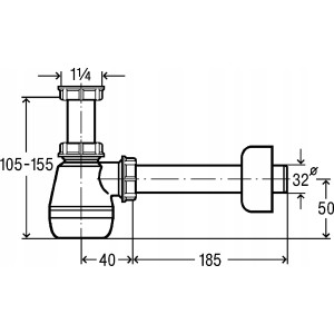 SYFON PÓŁSYFON UMYWALKOWY BIDET VIEGA NISKI 703288
