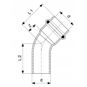 PROFIPRESS ŁUK 45 ST. 18 mm NYPLOWY GAZ VIEGA