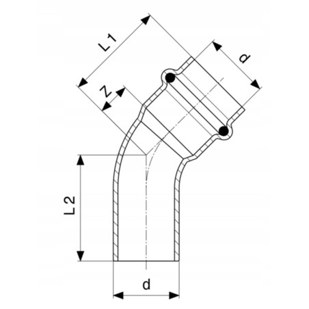 PROFIPRESS ŁUK 45 ST. 18 mm NYPLOWY GAZ VIEGA