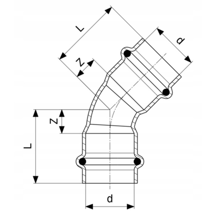 PROFIPRESS ŁUK 45 ST. 18 mm MUFOWY GAZ VIEGA