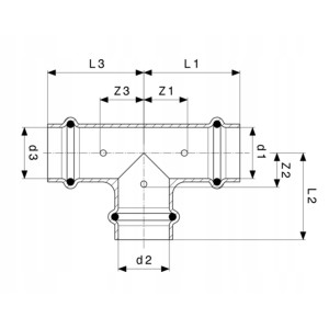 PROFIPRESS TRÓJNIK 18mm x 15mm x 18 mm GAZ VIEGA