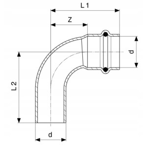 PROFIPRESS ŁUK 90 ST. 18 mm NYPLOWY GAZ VIEGA