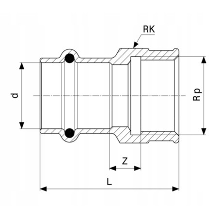 PROFIPRESS MUFA PRZEJŚCIOWA 22 x 3/4 CALA GW GAZ