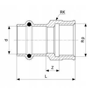 PROFIPRESS MUFA PRZEJŚCIOWA 18 x 3/4 CALA GW GAZ