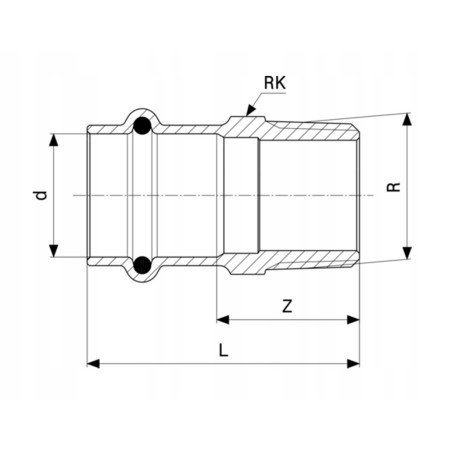 PROFIPRESS NYPEL PRZEJŚCIOWY 18 x 3/4 CALA GAZ