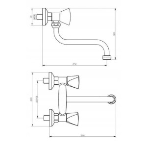 BATERIA ZLEWOZMYWAKOWA ŚCIENNA DIAMOND EXCLUSIVE