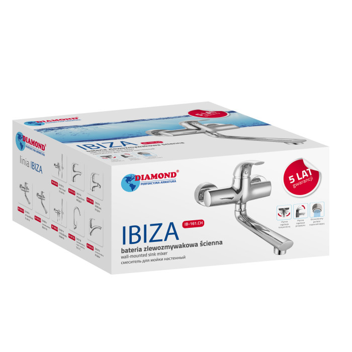 Bateria zlewozmywakowa ścienna DIAMOND IBIZA
