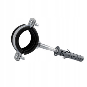 OBEJMA UCHWYT STALOWY Z GUMĄ POJEDYŃCZY 4 CALE