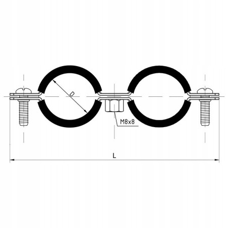 OBEJMA UCHWYT STALOWY Z GUMĄ PODWÓJNY 3/4 CALA