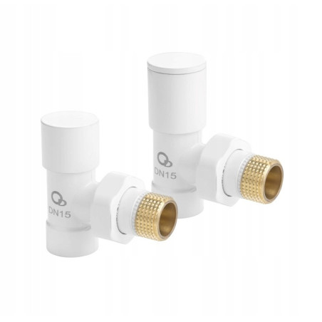 ZESTAW ZAWORÓW DO GRZEJNIKA KĄTOWY BIAŁY 1/2