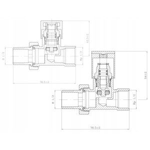 ZESTAW ZAWORÓW GRZEJNIKA 1/2" PROSTY BIAŁY KOMPLET ODCINAJĄCY ZASILAJĄCY