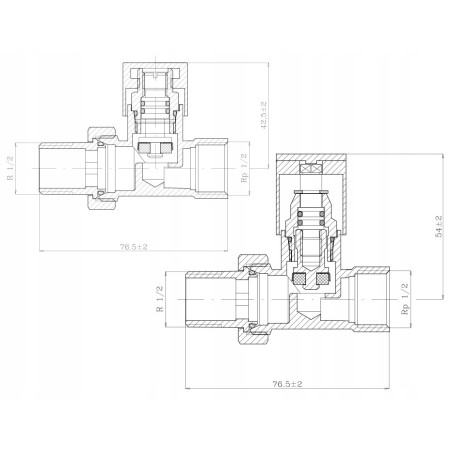 ZESTAW ZAWORÓW GRZEJNIKA 1/2" PROSTY BIAŁY KOMPLET ODCINAJĄCY ZASILAJĄCY