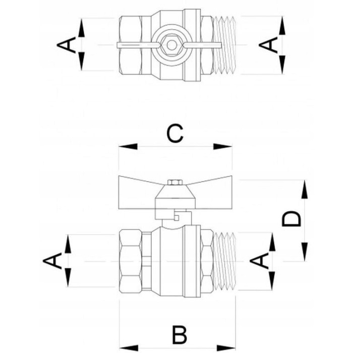 ZAWÓR KULOWY 3/4 cala DN20 WZ PN25 MOTYLEK DŁAWIK