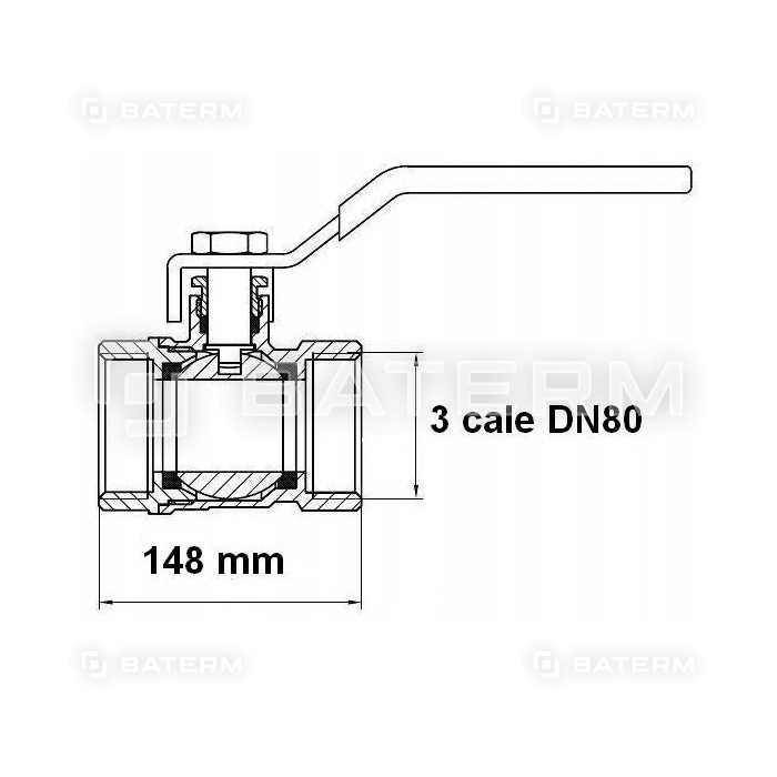 Zawór kurek kulowy 3 cale DN80 Rączka WW