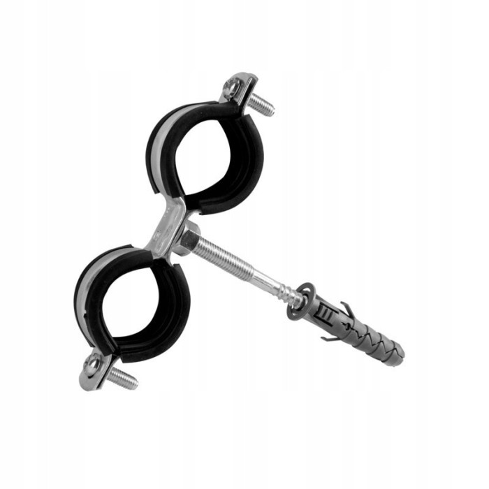 OBEJMA UCHWYT STALOWY Z GUMĄ PODWÓJNY 3/8 CALA