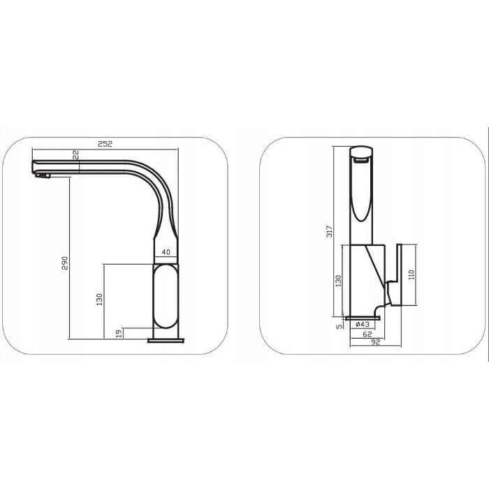 BATERIA ZLEWOZMYWAKOWA DIAMOND NEVIS STOJĄCA C