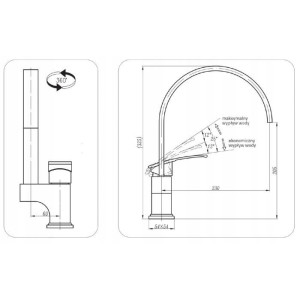 BATERIA ZLEWOZMYWAKOWA DIAMOND RODOS STOJĄCA