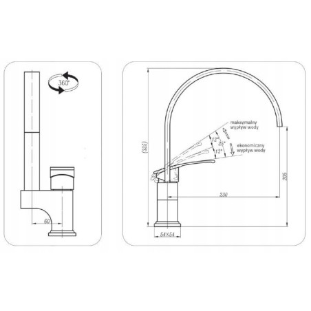 BATERIA ZLEWOZMYWAKOWA DIAMOND RODOS STOJĄCA