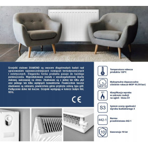 GRZEJNIK PANELOWY DOLNOZAS. DIAMOND V11 600x600