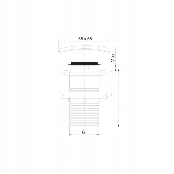 KOREK UMYWALKOWY SPUST CLIC BEZ PRZELEWU KWADRAT