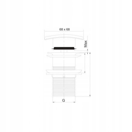 KOREK UMYWALKOWY SPUST CLIC BEZ PRZELEWU KWADRAT