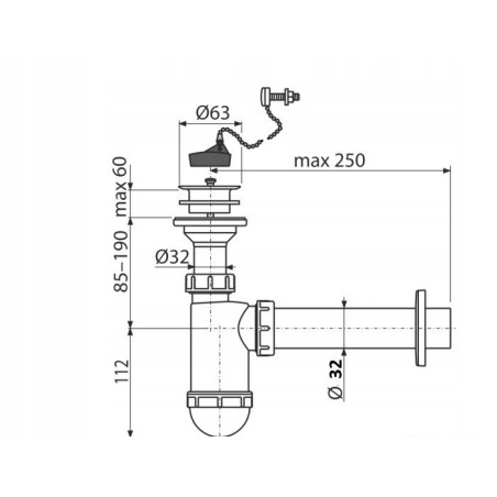 SYFON Z TWORZYWA 1.1/4 UMYWALKOWY DIAMOND