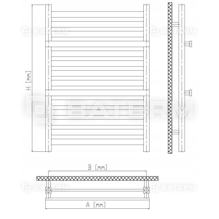 Grzejnik Łazienkowy 530 x 1550 mm 780W 26 żeberek