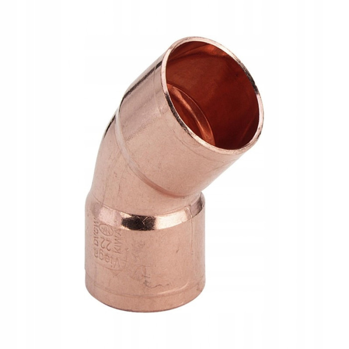 ŁUK miedziany fi 22 mm 45 st. dwukielichowy VIEGA