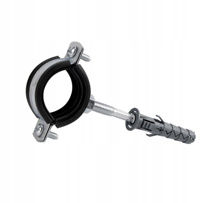 OBEJMA UCHWYT STALOWY Z GUMĄ POJEDYŃCZY 1 1/2 CALA