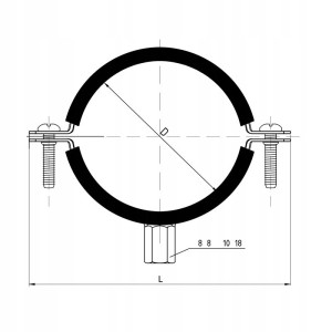 OBEJMA UCHWYT STALOWY Z GUMĄ POJEDYŃCZY 1 1/2 CALA