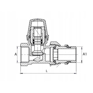 Zawór grzejnikowy powrotny prosty 1/2 cala IMBUS