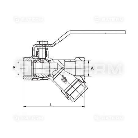 Zawór kurek kulowy 3/4 cala DN 20 z filtrem NIKIEL