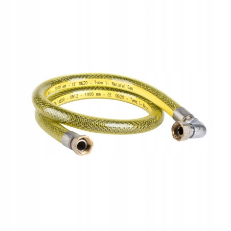 ELASTYCZNY WĄŻ DO GAZU 1/2 CALA GWGW KOLANO 100 cm PRZEWÓD GAZOWY Z KOLANEM