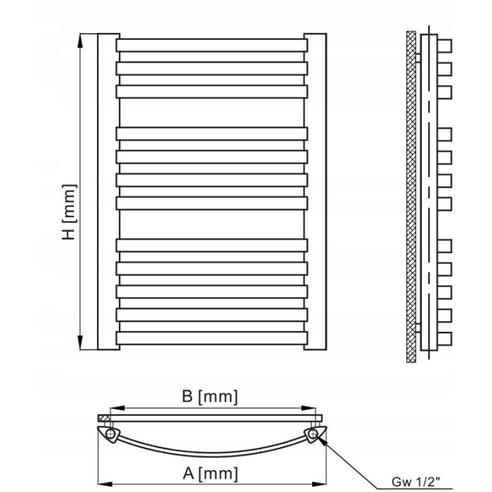 Grzejnik Łazienkowy GR2 1580 x 400 mm 533 W BIAŁY