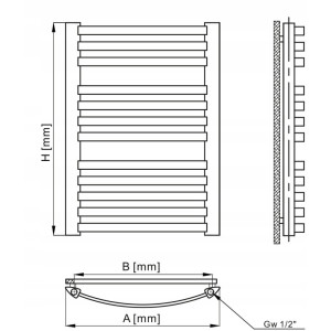 Grzejnik Łazienkowy GR2 1120 x 400 mm 360 W BIAŁY