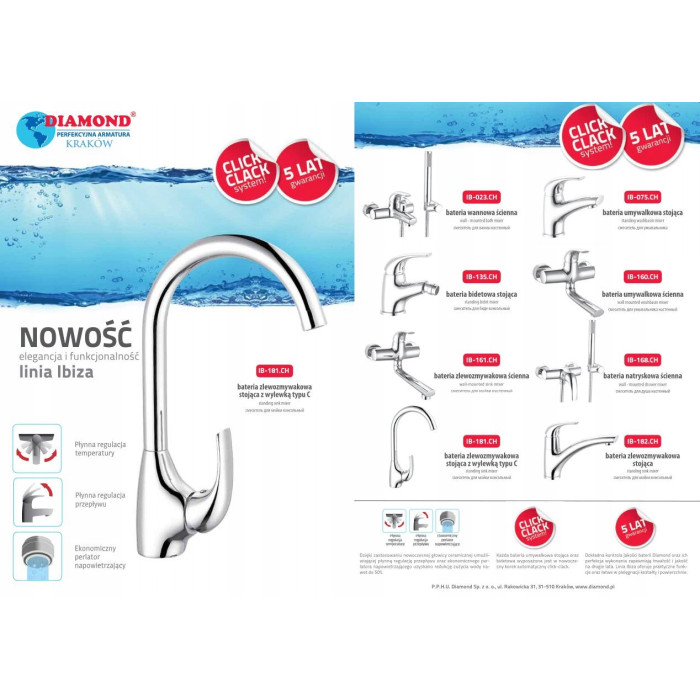 Bateria zlewozmywakowa stojąca DIAMOND C IBIZA