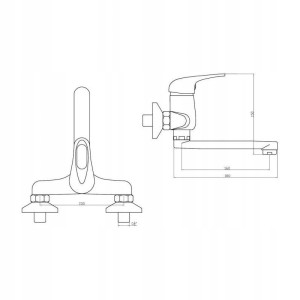 Bateria umywalkowa ścienna kompletna FIDŻI rączka jednouchwytowa chromowana