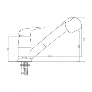 Bateria zlewozmywakowa stojąca wyciągana wylewka DIAMOND FIDŻI jednouchwyto