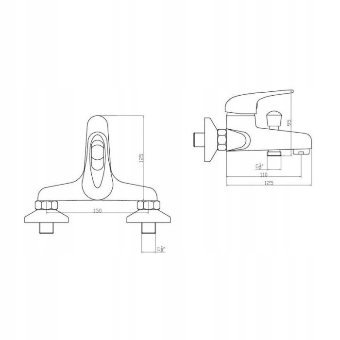 Bateria wannowa ścienna kompletna DIAMOND FIDŻI jednouchwytowa chrom