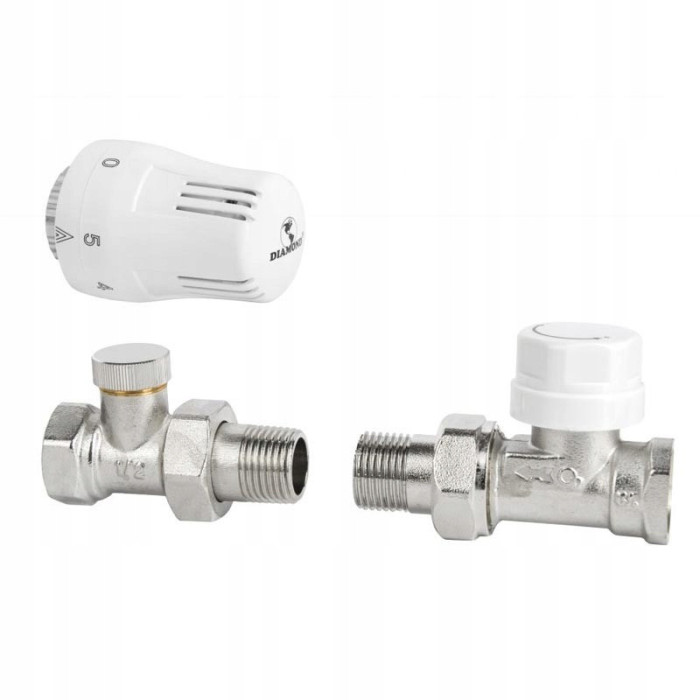 Zestaw termostatyczny do grzejnika prosty 1/2 cala